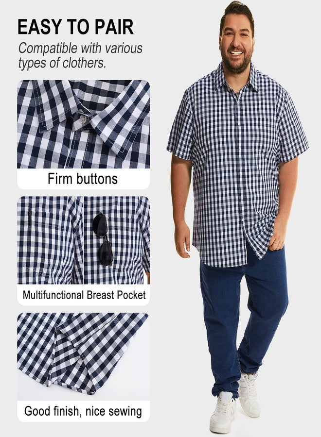 HOdo Big and Tall Mens Cotton Button Down Shirt Navysquare 5XL - Image 4